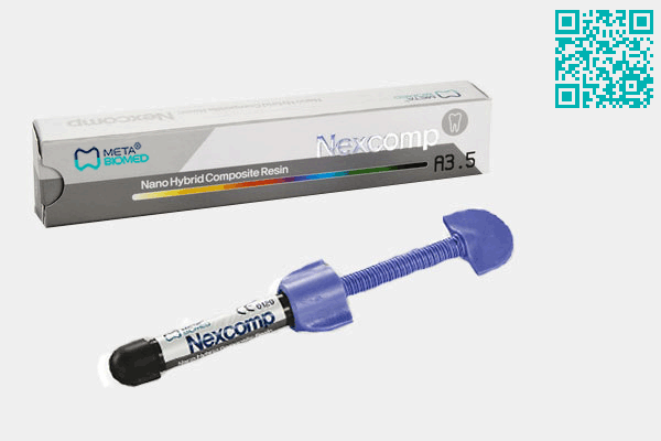دندانپزشکی , کامپوزیت لایت کیور نانوهیبرید - Nexcomp - Meta - متا - تصویری از بسته و سرنگ 4 گرمی